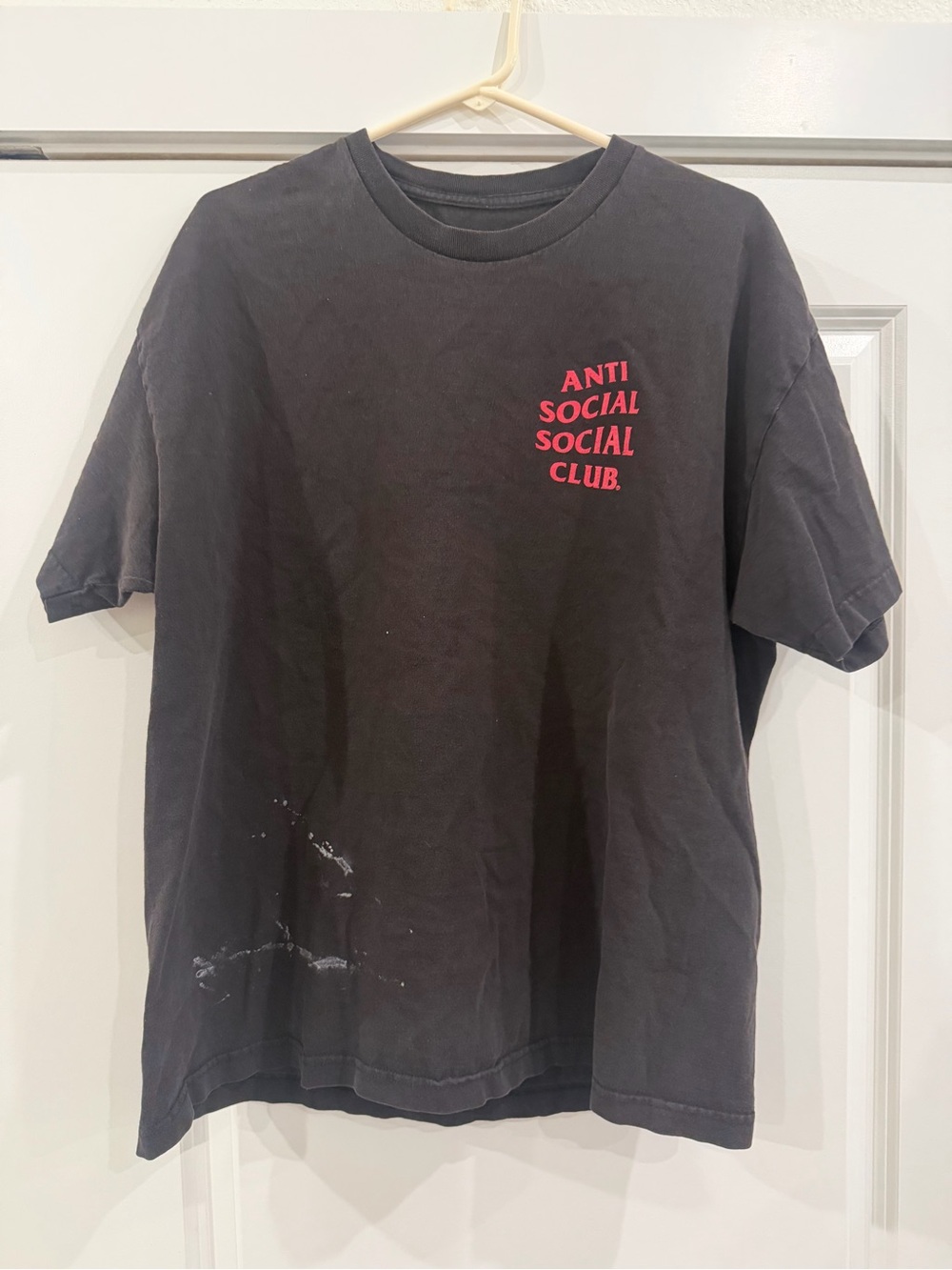 Anti Social Social Club Black Tee with Red Chest Logo